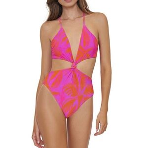 PQ Swim NWT Del Mar Palms Knot Cutout One Piece Swimsuit